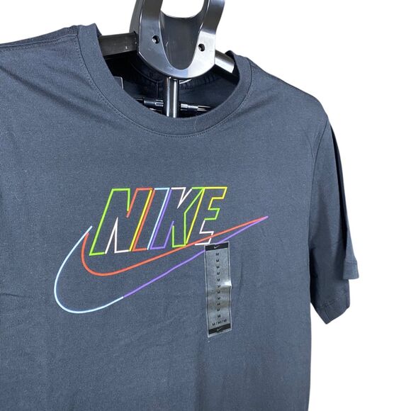Nike Logo Graphic Tee Shirt Black Multicolor Swoosh Unisex Size M New - Picture 4 of 6